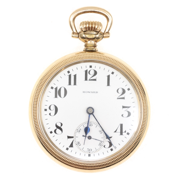 MENS E HOWARD WATCH CO GOLD FILLED CASE POCKET WATCH