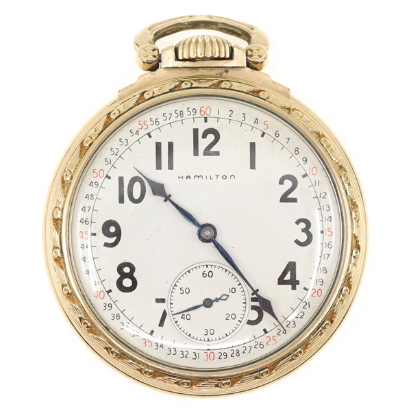 MENS HAMILTON GOLD FILLED CASE POCKET WATCH