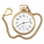 MENS HAMILTON GOLD FILLED CASE POCKET WATCH WITH FOB