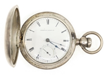 MENS WALTHAM COIN .900 SILVER CASE POCKET WATCH