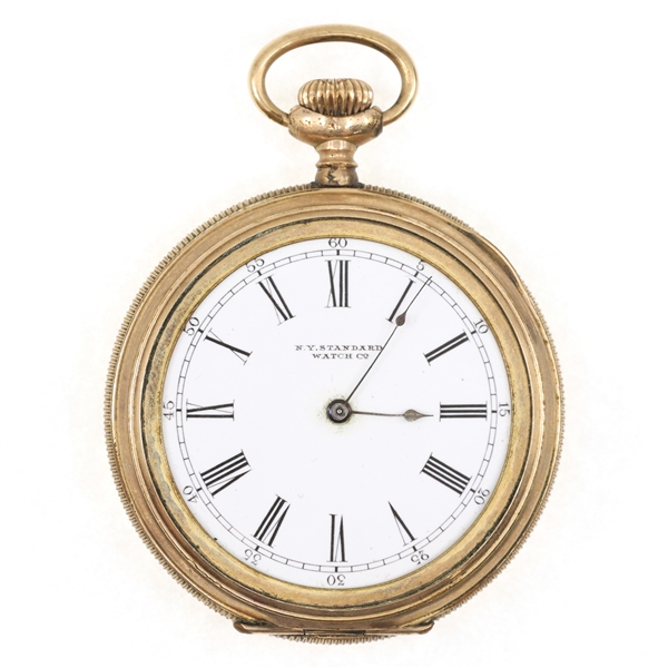 MENS N.Y. STANDARD GOLD FILLED CASE POCKET WATCH