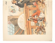 EARLY 20TH C. LITHO PRINT POLITICAL CARTOON 