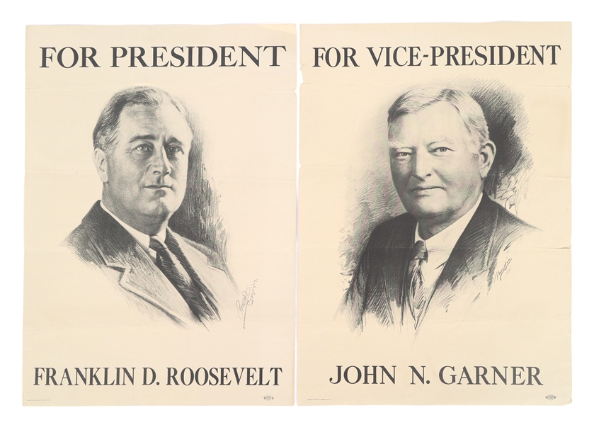 FRANKLIN D. ROOSEVELT & JOHN N. GARNER CAMPAIGN POSTERS