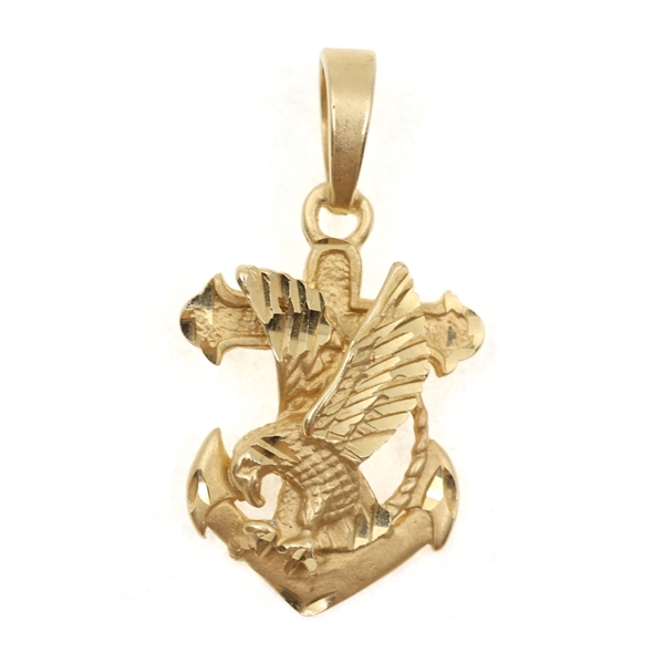 14K YELLOW GOLD EAGLE & ANCHOR PENDANT