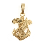 14K YELLOW GOLD EAGLE & ANCHOR PENDANT