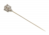 14K WHITE GOLD ART DECO DIAMOND STICK PIN