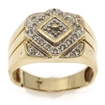 MENS 10K YELLOW GOLD 0.12 CTW DIAMOND FASHION RING 