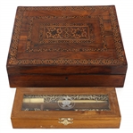 MARQUETRY WRITING SLOPE & CALLIGRAPHY SET