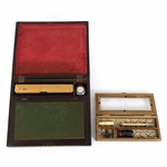 MARQUETRY WRITING SLOPE & CALLIGRAPHY SET