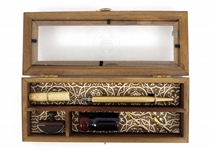 MARQUETRY WRITING SLOPE & CALLIGRAPHY SET