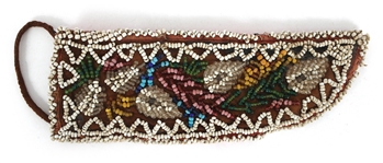 BEADED HIDE MOCCASINS AND KNIFE SHEATH