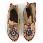 BEADED HIDE MOCCASINS AND KNIFE SHEATH