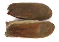 BEADED HIDE MOCCASINS AND KNIFE SHEATH