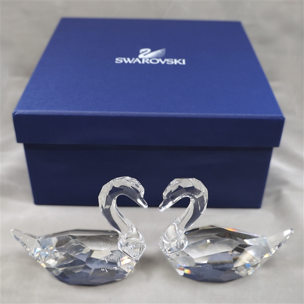 SWAROVSKI CRYSTAL FLIRTING SWANS FIGURINES