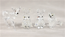 SWAROVSKI CRYSTAL RABBITS, FAWN, & CAT FIGURINES