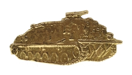 18K YELLOW GOLD MILITARY TANK LAPEL PIN