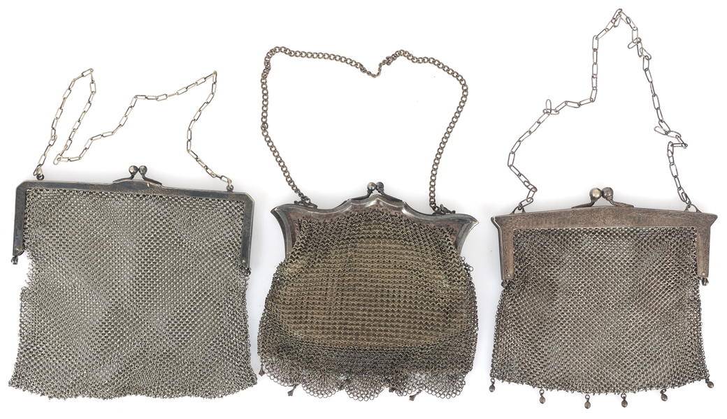 NICKEL SILVER MESH EVENING BAGS