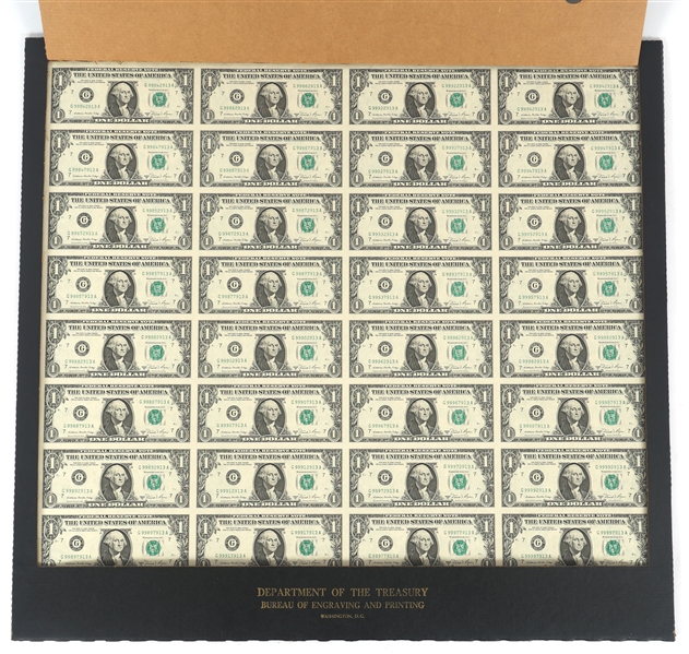 US MINT 1981 $1 UNCUT CURRENCY SHEET 