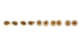 14K YELLOW GOLD TIGERS EYE EARRINGS