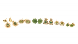 14K YELLOW GOLD JADE EARRINGS