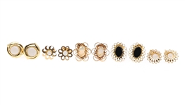 14K YELLOW GOLD EARRINGS - OPAL & BLACK ONYX