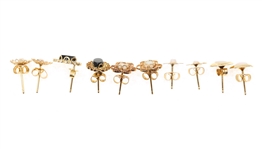 14K YELLOW GOLD EARRINGS - OPAL & BLACK ONYX