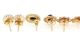 14K YELLOW GOLD EARRINGS - OPAL & BLACK ONYX