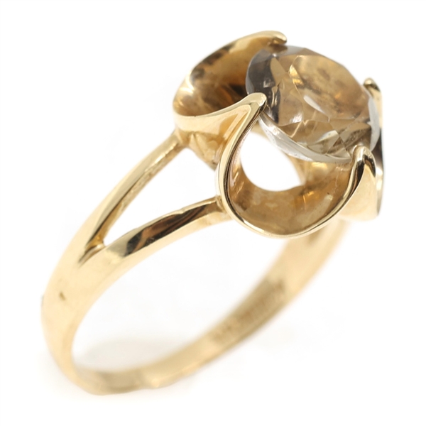 10K YELLOW GOLD SMOKEY QUARTZ FASHION RING