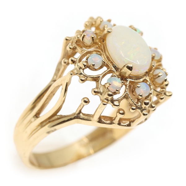 10K YELLOW GOLD OPAL COCKTAIL RING
