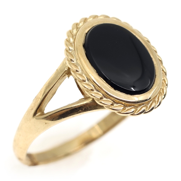 10K YELLOW GOLD BLACK ONYX FASHION RING