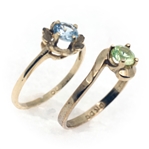 10K YELLOW GOLD BLUE & GREEN SPINEL FASHION RINGS