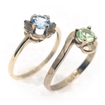 10K YELLOW GOLD BLUE & GREEN SPINEL FASHION RINGS