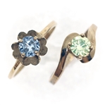 10K YELLOW GOLD BLUE & GREEN SPINEL FASHION RINGS
