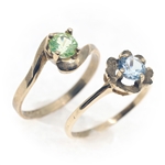 10K YELLOW GOLD BLUE & GREEN SPINEL FASHION RINGS