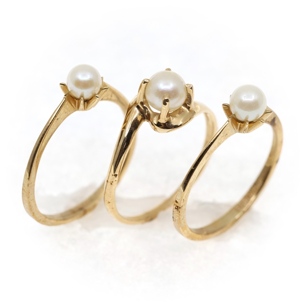 10K YELLOW GOLD PEARL FASHION RINGS