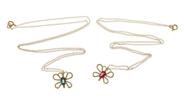 10K YELLOW GOLD BLUE SPINEL & RUBY FASHION NECKLACES