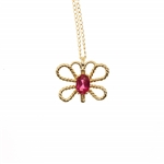 10K YELLOW GOLD BLUE SPINEL & RUBY FASHION NECKLACES