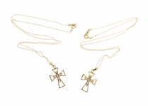 YELLOW GOLD & DIAMOND CROSS PENDANT NECKLACES