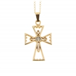 YELLOW GOLD & DIAMOND CROSS PENDANT NECKLACES