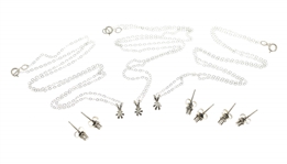 14K WHITE GOLD DIAMOND PENDANT & EARRING SETS - 0.27CTW