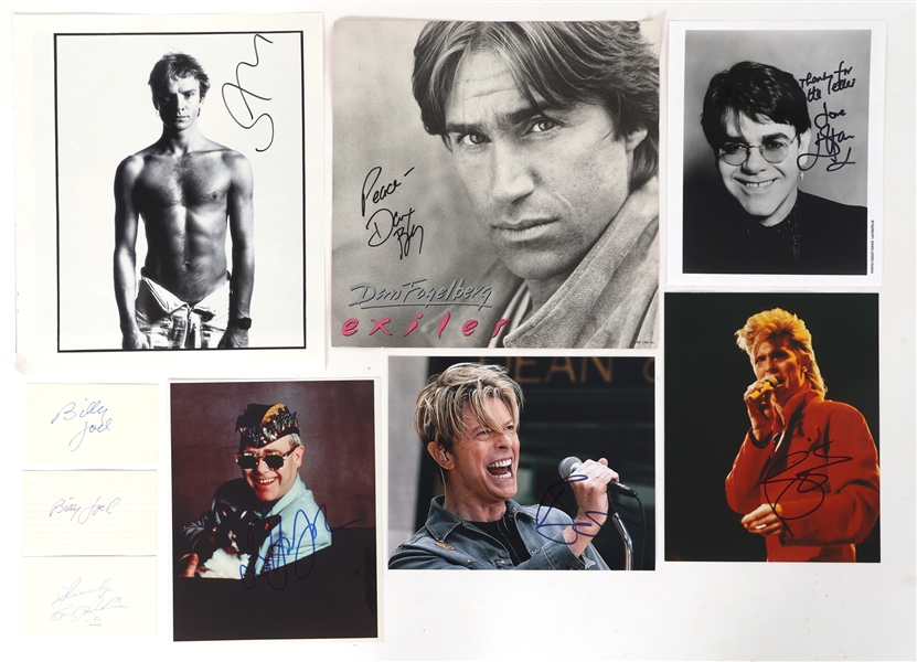 ROCK MUSICIAN AUTOGRAPHS - JOEL, JOHN, BOWIE, & STING