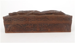 CHINESE WOODEN CARVED DRAGON JEWELRY BOX