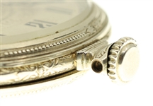 MEN'S ILLINOIS WHITE GOLD-FILLED CASE POCKET WATCH