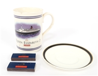 QUEEN ELIZABETH 2 SHIP ITEMS AND COMMEMORATIVE DISHES