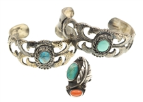 STERLING SILVER CUFF BRACELETS & RING