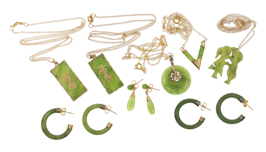 GOLD-TONE JADE JEWELRY