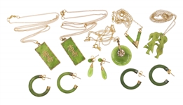 GOLD-TONE JADE JEWELRY