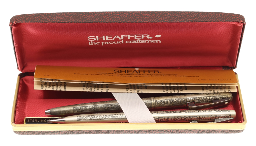SHEAFFER STERLING SILVER BARREL PEN & PENCIL SET