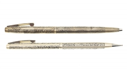 SHEAFFER STERLING SILVER BARREL PEN & PENCIL SET