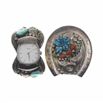 STERLING SILVER MORTY JOHNSON BELT BUCKLE & WATCH CUFF